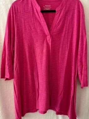 Chico's Vibrant Pink Split-Neck Tunic